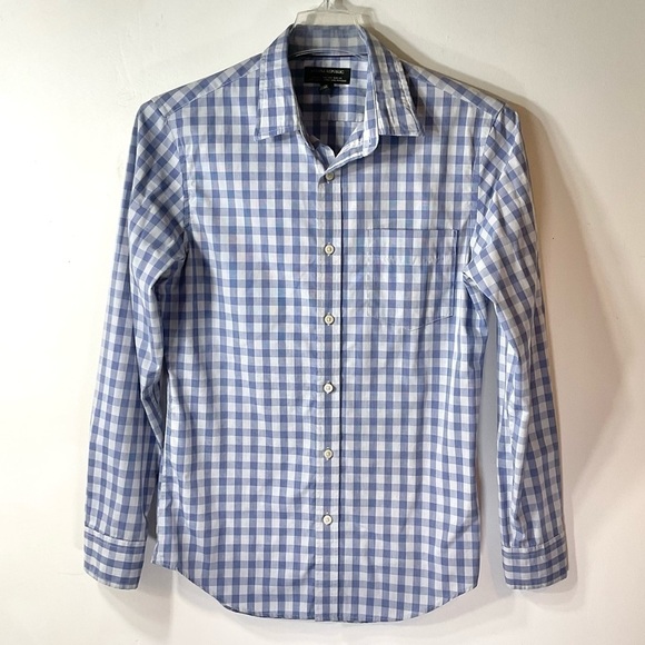 Banana Republic Blue Gingham Western Button Down Shirt Size M-L W, S Mens Cotton - Picture 2 of 11